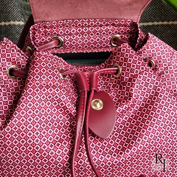 #21 Longchamp Le Pliage Dandy Backpack Geometric Print – Red/Fig - Picture 10 of 15